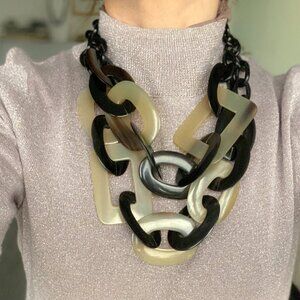 💟💟Large link handmade chain necklace of two strands💟💟